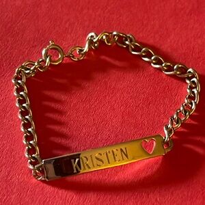 Vtg Speidel Petite Name Plate “Kristen” Gold Tone Bracelet